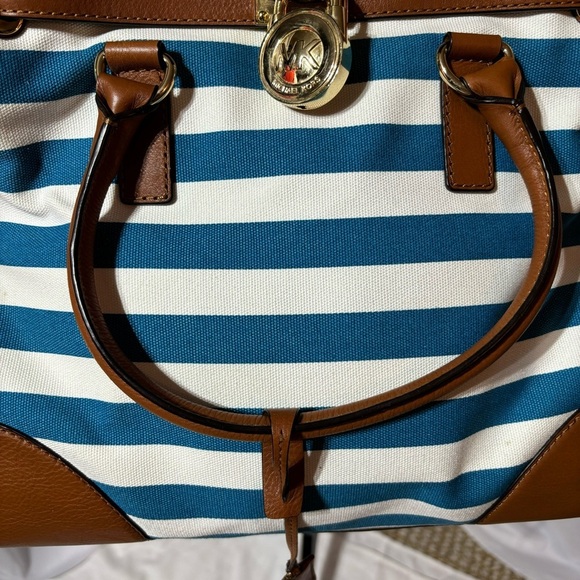 🔥SALE! Michael Kors Hamilton Canvas Striped Large North South Tote - Picture 4 of 15